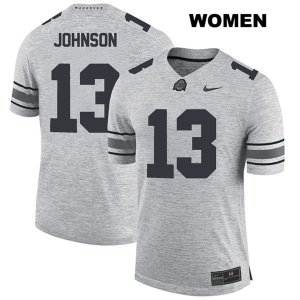 Women's NCAA Ohio State Buckeyes Tyreke Johnson #13 College Stitched Authentic Nike Gray Football Jersey FV20C01FZ